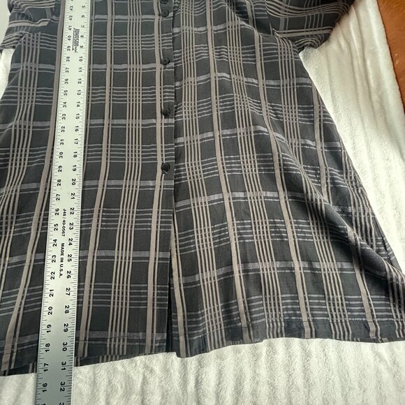 Itemz Chris Baumgartner Womens Plaid Button-Up Tunic Shirt Jacket Cotton/Silk - Picture 10 of 10